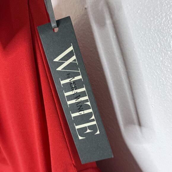 White by Vera Wang Dress Womens 14 Red One Shoulder Gown Prom Evening NEW - Picture 5 of 10